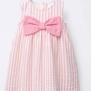 Zara Pink Striped Kids Dress with Bow